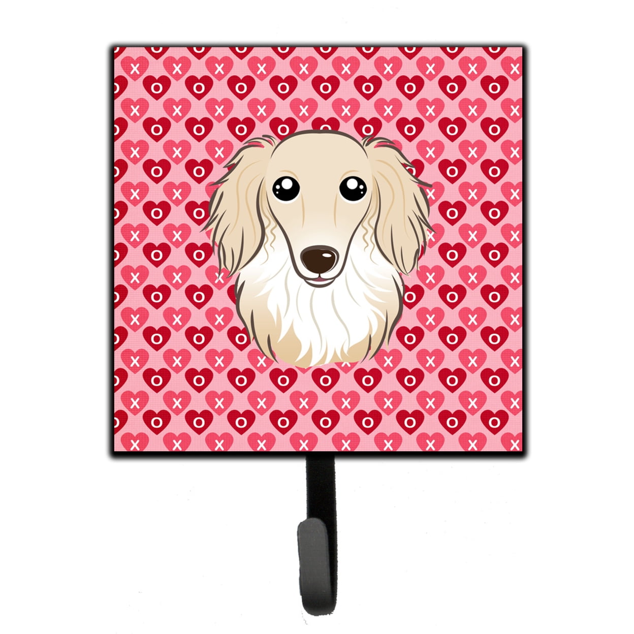 Longhair Creme Dachshund Hearts Leash or Key Holder