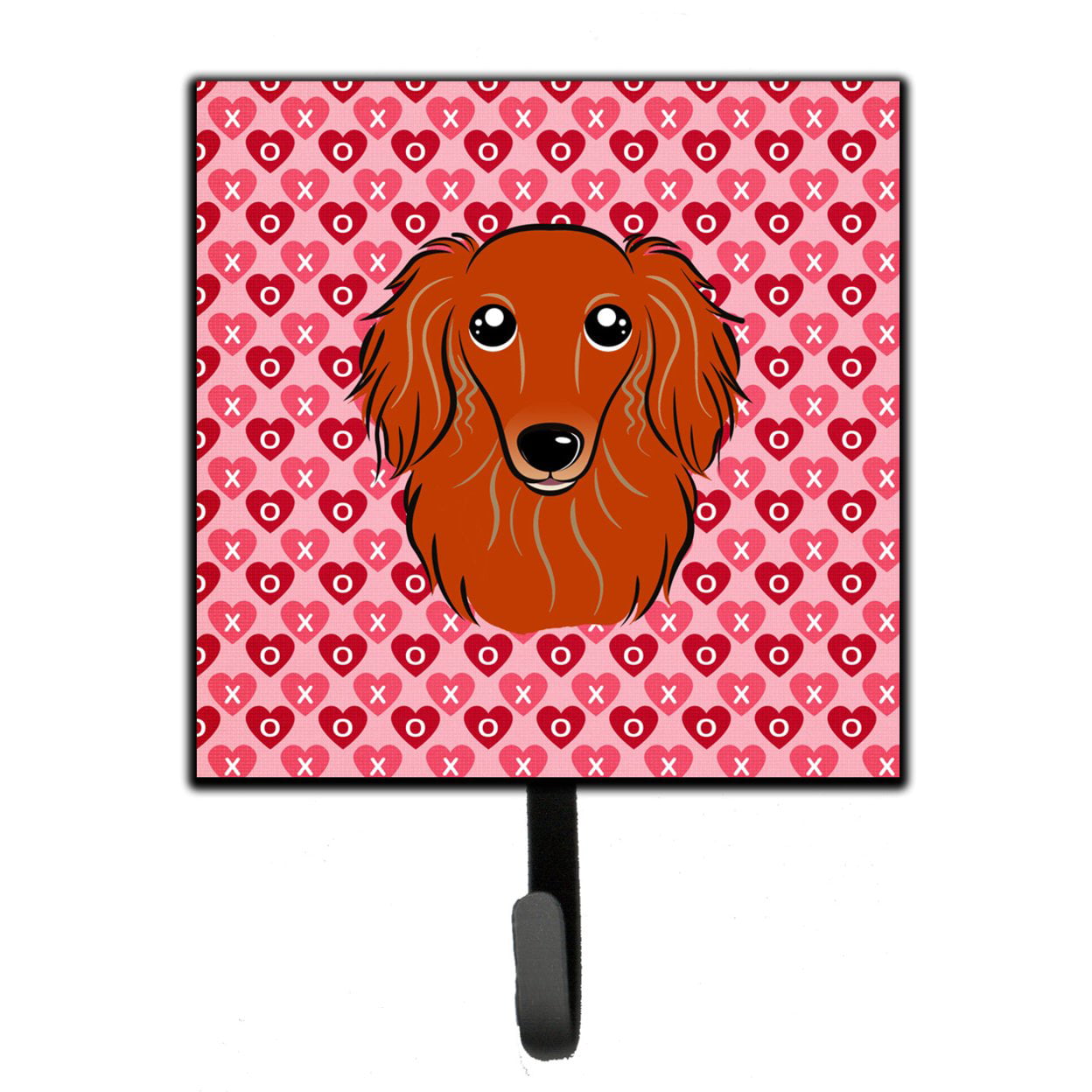 Longhair Red Dachshund Hearts Leash or Key Holder