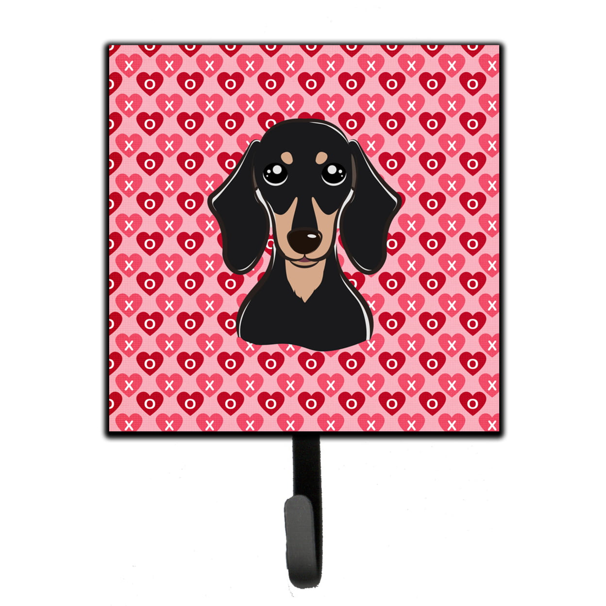 Smooth Black & Tan Dachshund Hearts Leash or Key Holder