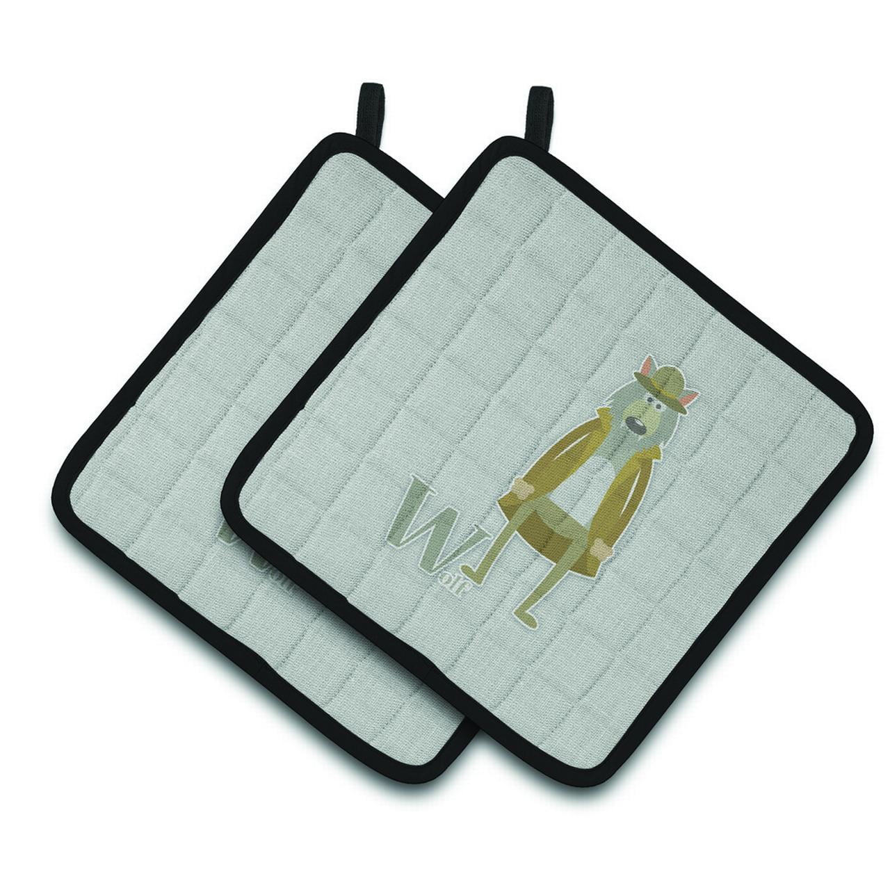 Alphabet W For Wolf Pair of Pot Holders