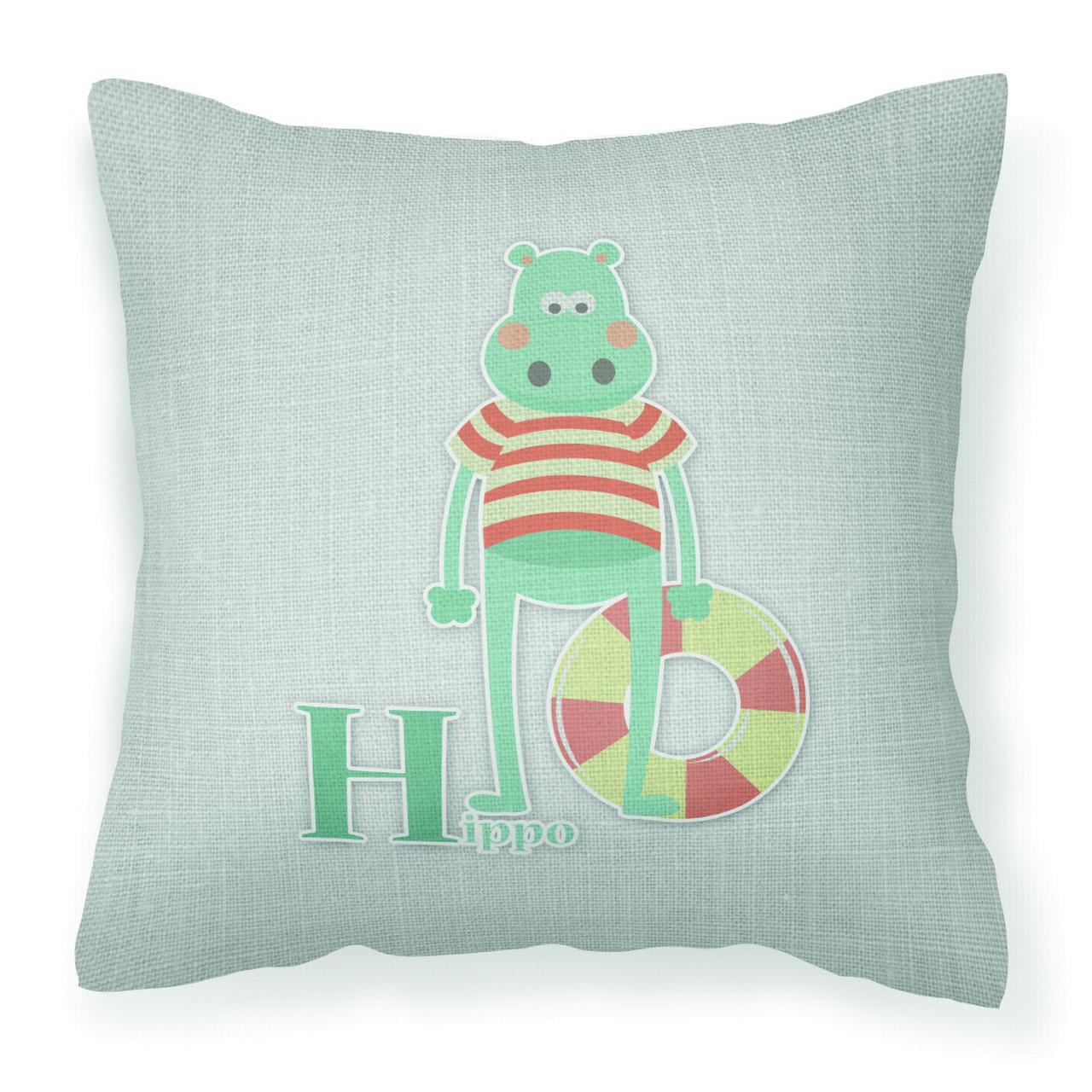 Alphabet H For Hippopotamus Fabric Decorative Pillow