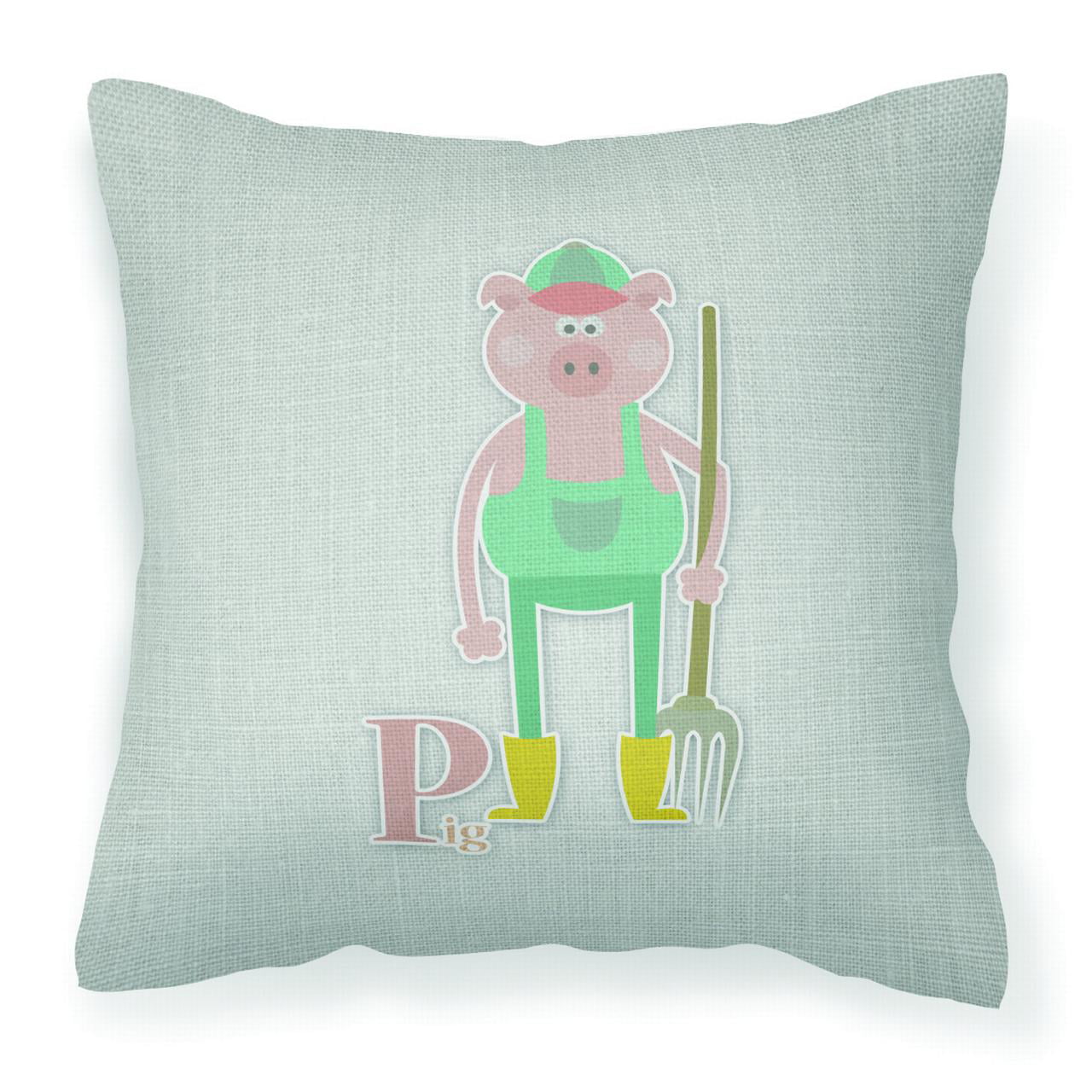 Alphabet P For Pig Fabric Decorative Pillow