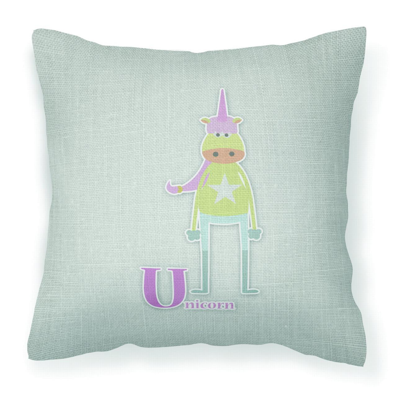 Alphabet U For Unicorn Fabric Decorative Pillow