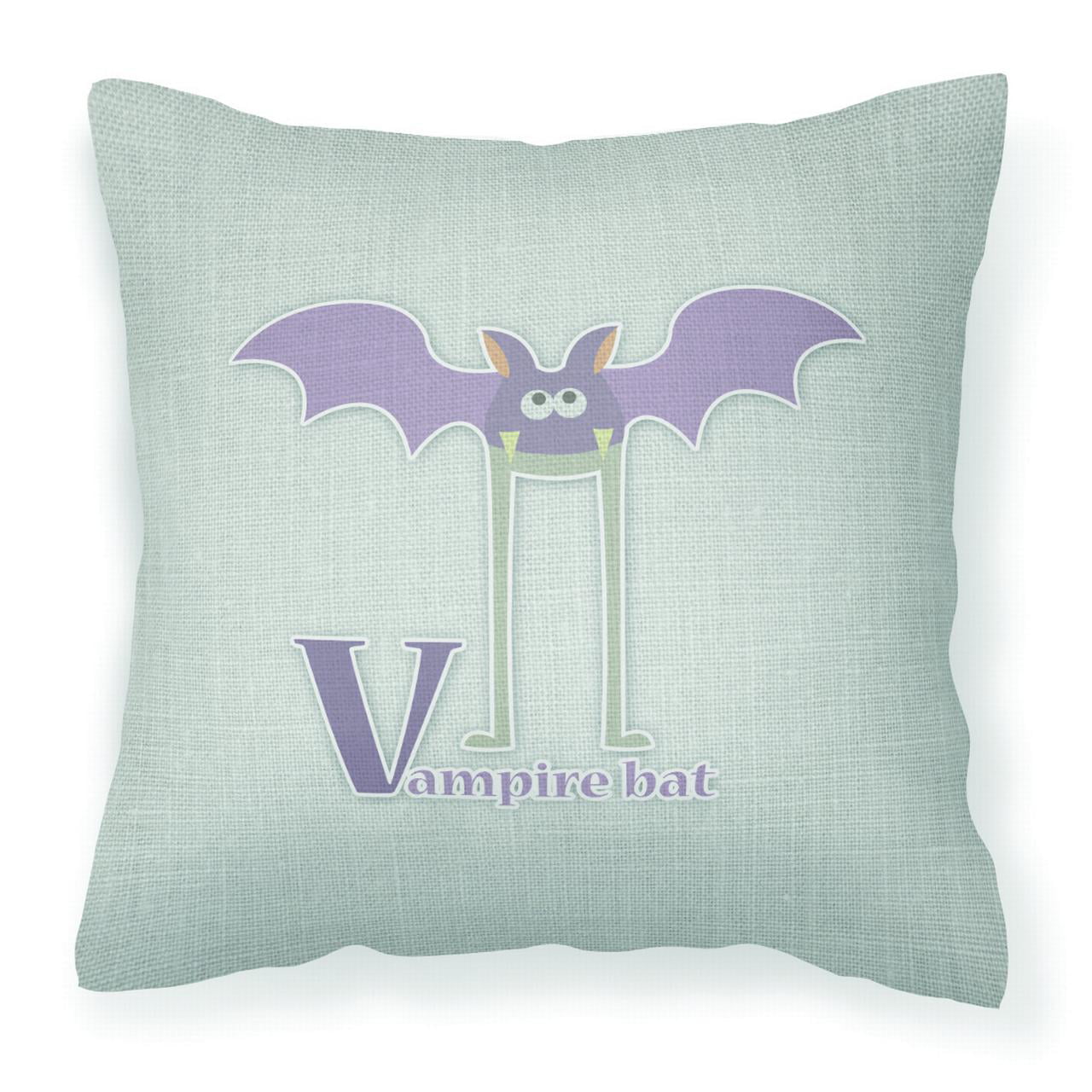 Alphabet V For Vampire Bat Fabric Decorative Pillow
