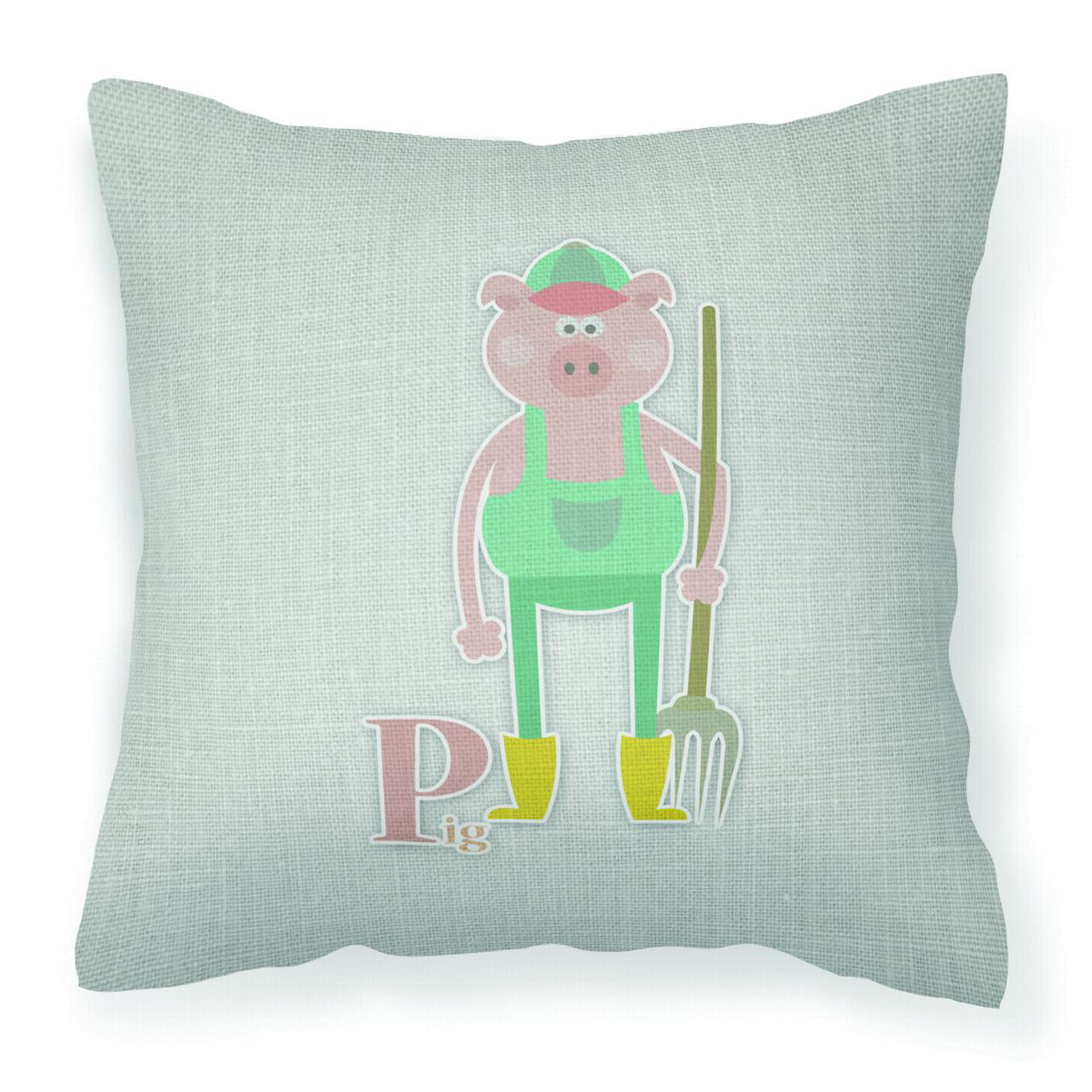 Alphabet P For Pig Fabric Decorative Pillow