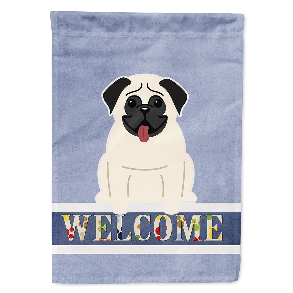 Pug Cream Welcome Flag Canvas House Size