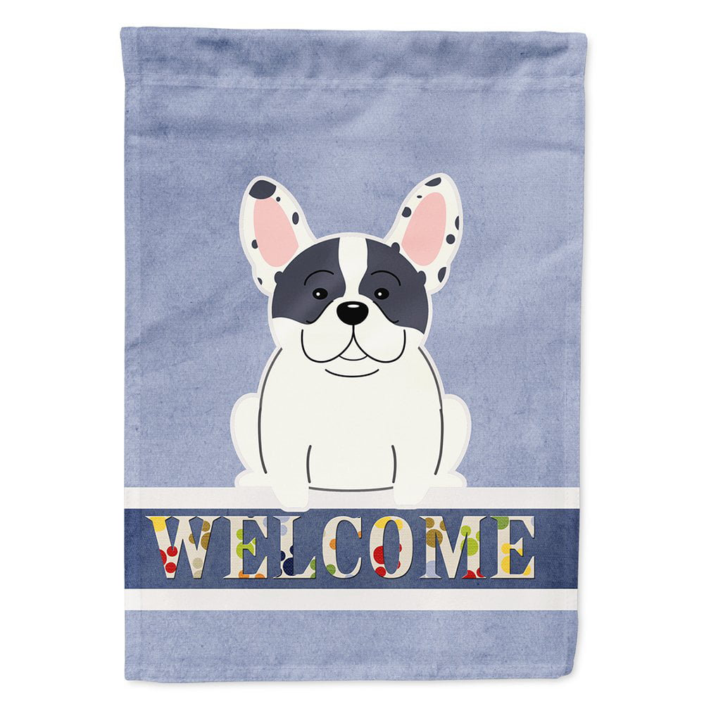 French Bulldog Piebald Welcome Flag Canvas House Size