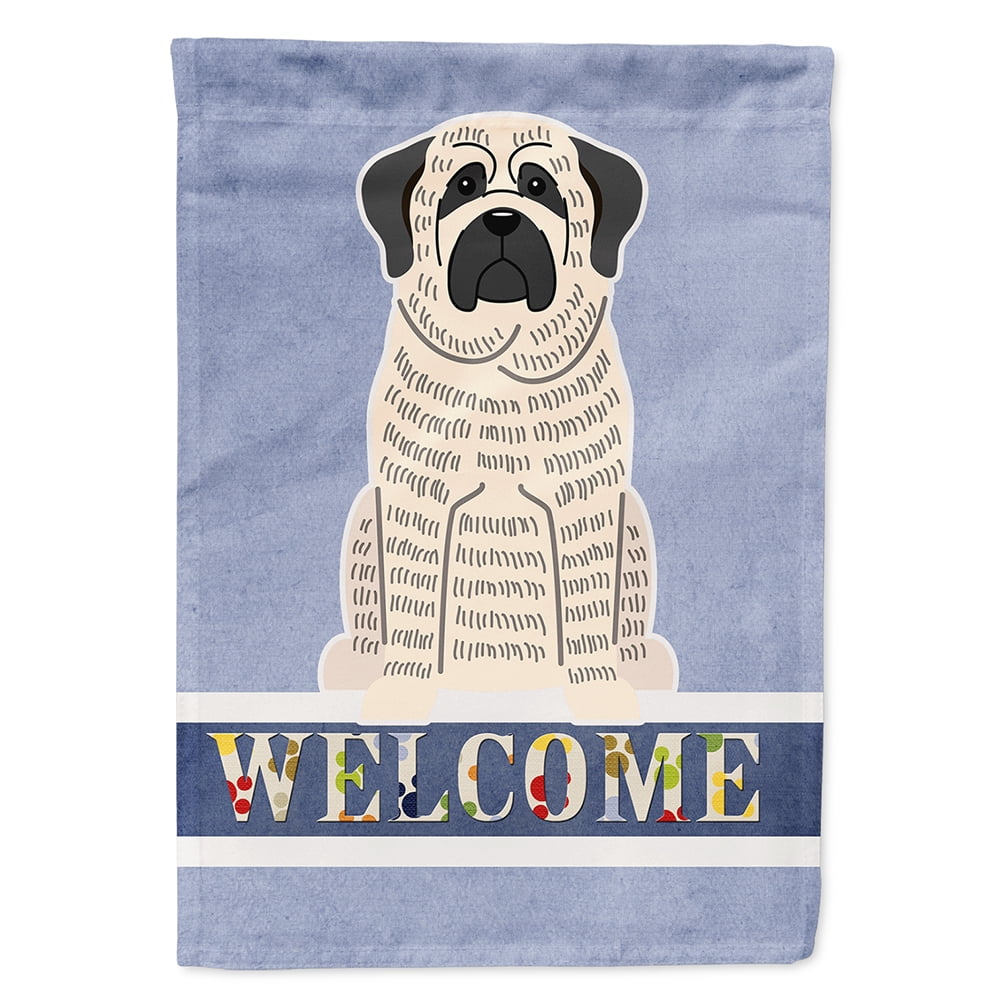BB5597CHF Mastiff Brindle White Welcome Flag Canvas House Size