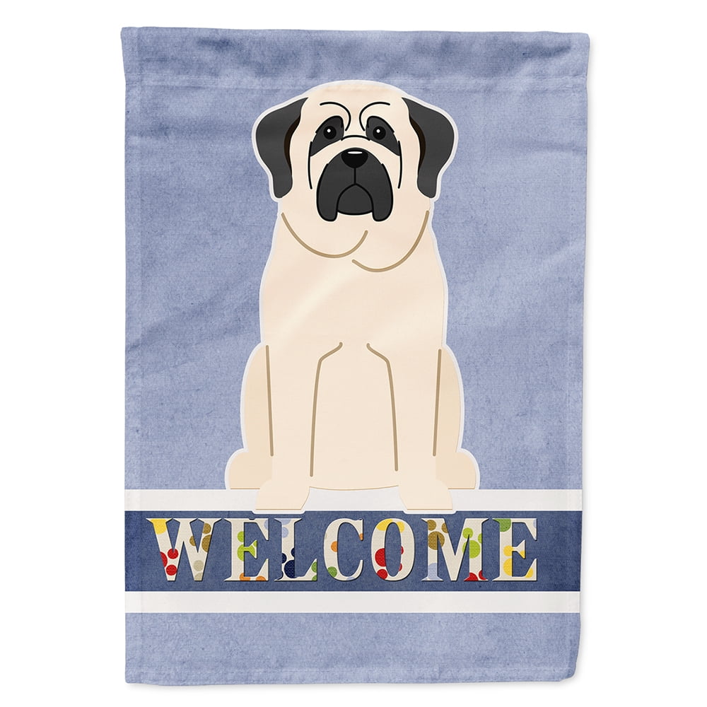Mastiff White Welcome Flag Canvas House Size