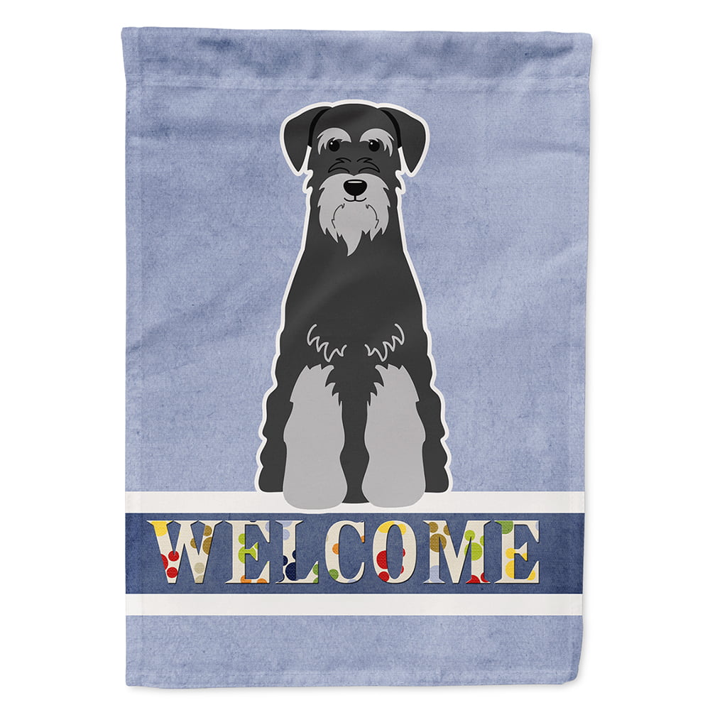 Standard Schnauzer Black Grey Welcome Flag Canvas House Size