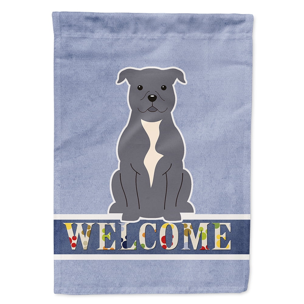 Staffordshire Bull Terrier Blue Welcome Flag Canvas House Size