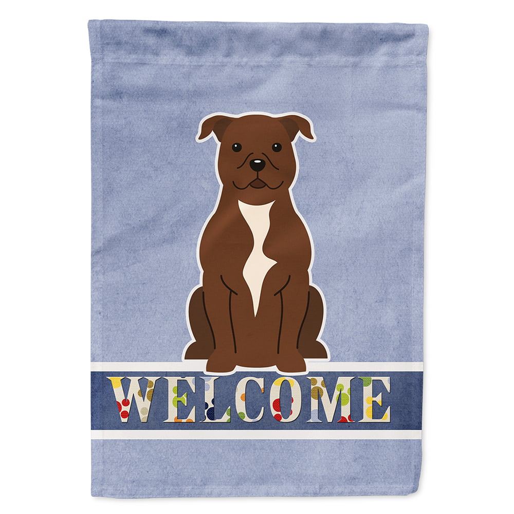 Staffordshire Bull Terrier Chocolate Welcome Flag Canvas House Size