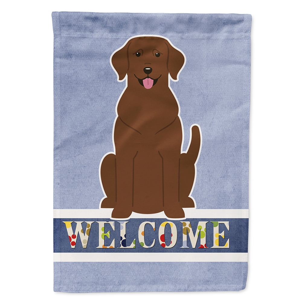Chocolate Labrador Welcome Flag Canvas House Size