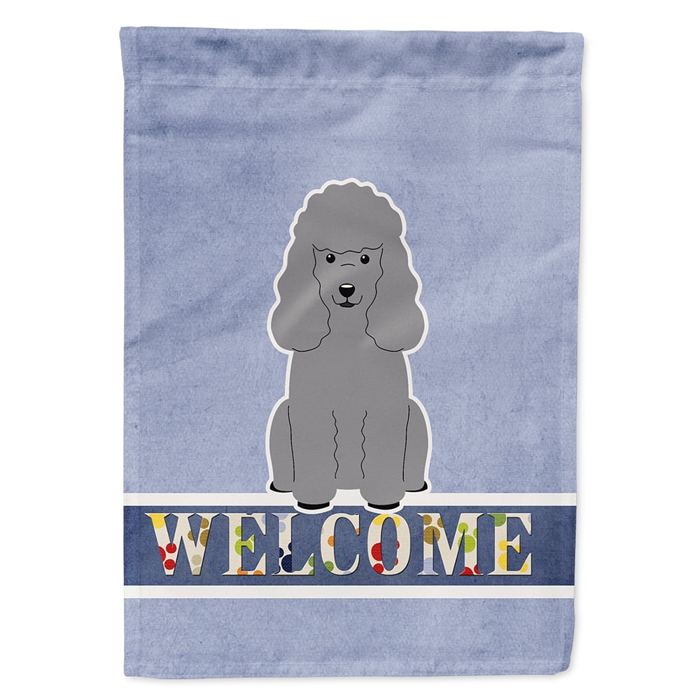 Poodle Silver Welcome Flag Canvas House Size
