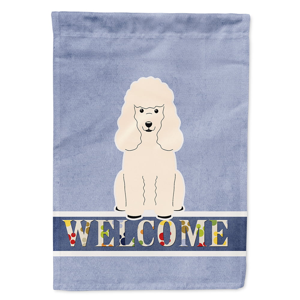 Poodle White Welcome Flag Canvas House Size