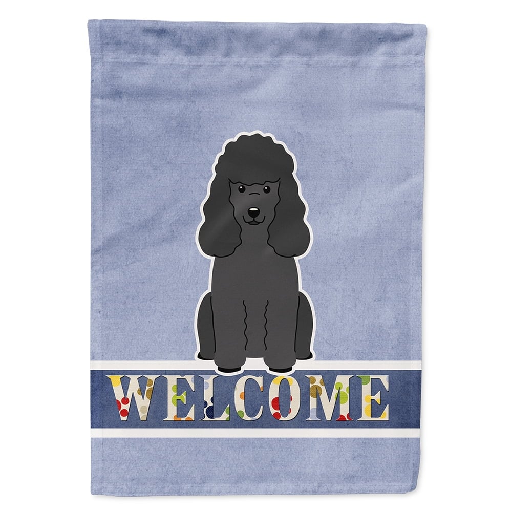 BB5652CHF Poodle Black Welcome Flag Canvas House Size