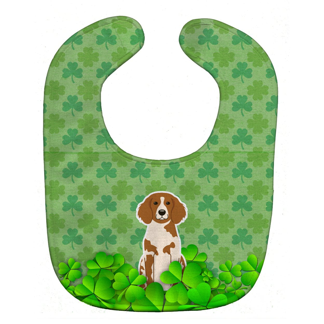 Brittany Spaniel Shamrocks Baby Bib