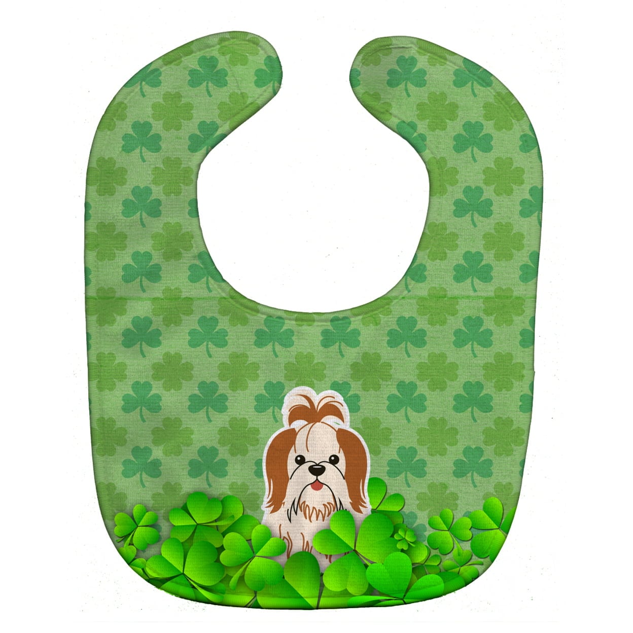 Shih Tzu Red White Shamrocks Baby Bib