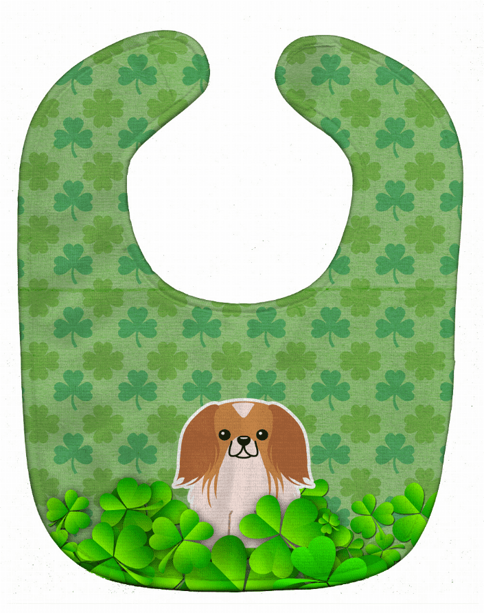 Pekingnese Red White Shamrocks Baby Bib
