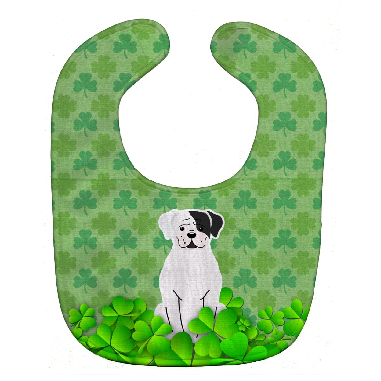 BB6255BIB White Boxer Cooper Shamrocks Baby Bib