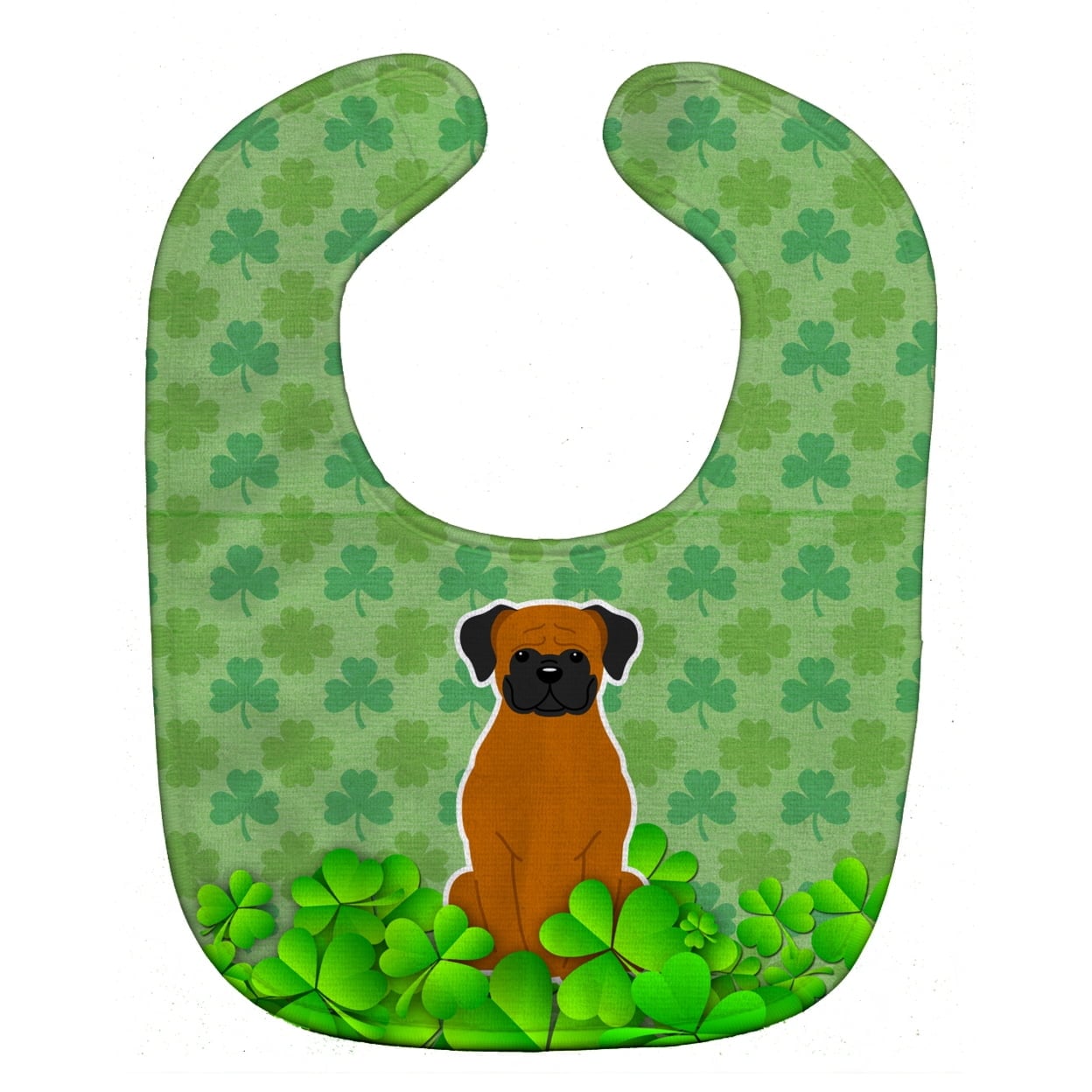 Fawn Boxer Shamrocks Baby Bib