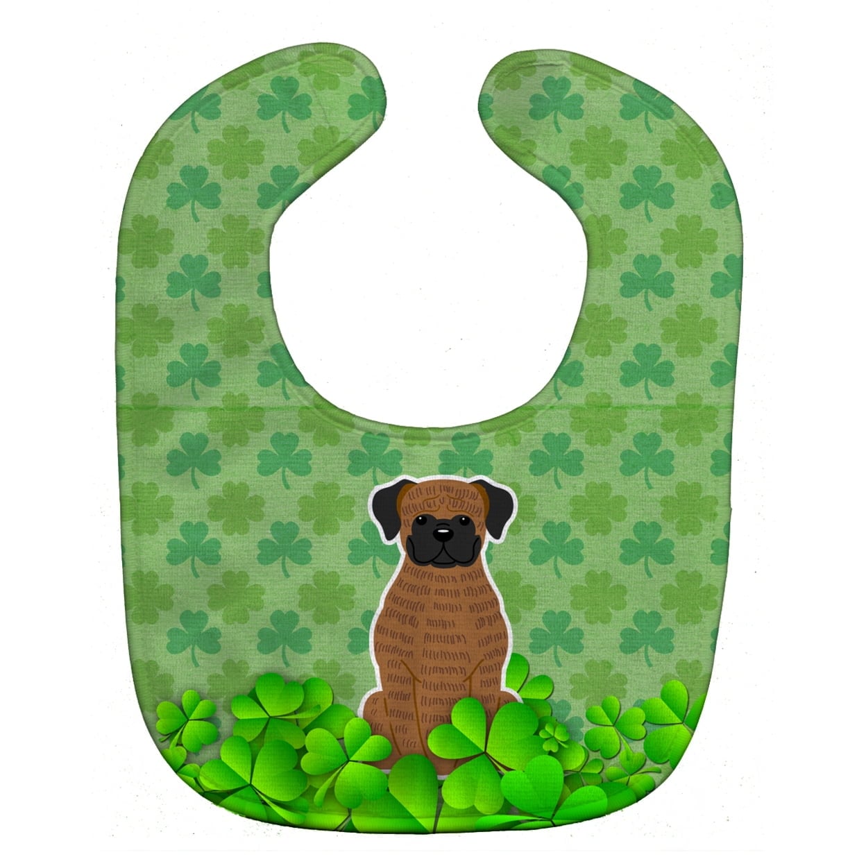 Brindle Boxer Shamrocks Baby Bib