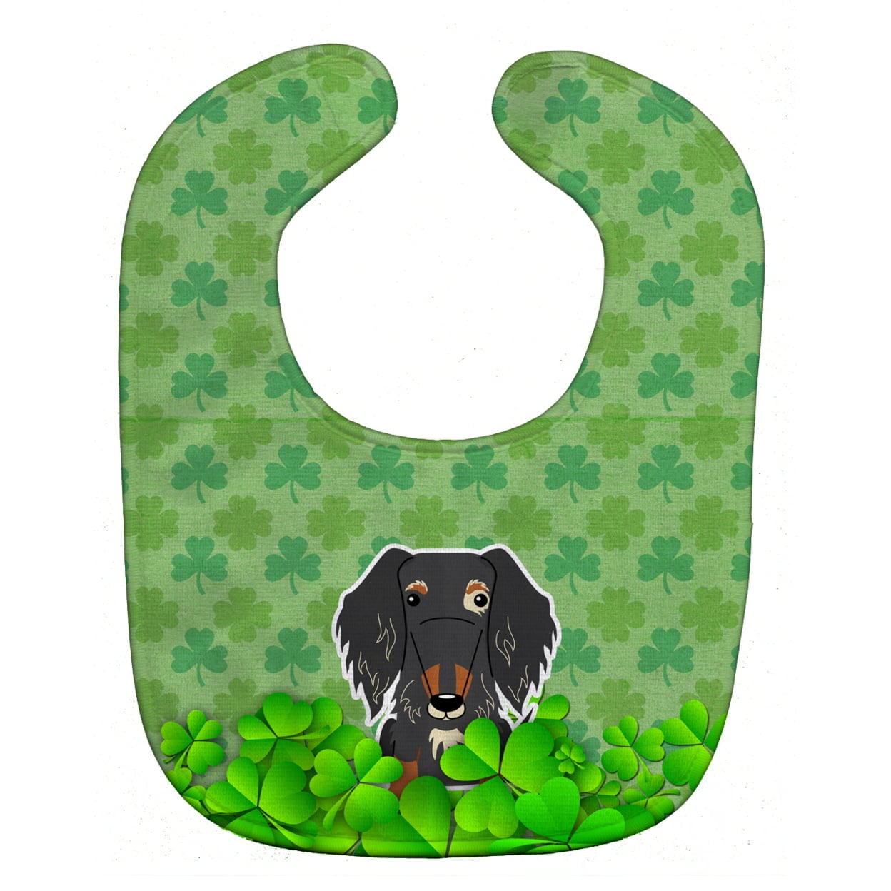 Wire Haired Dachshund Dapple Shamrocks Baby Bib