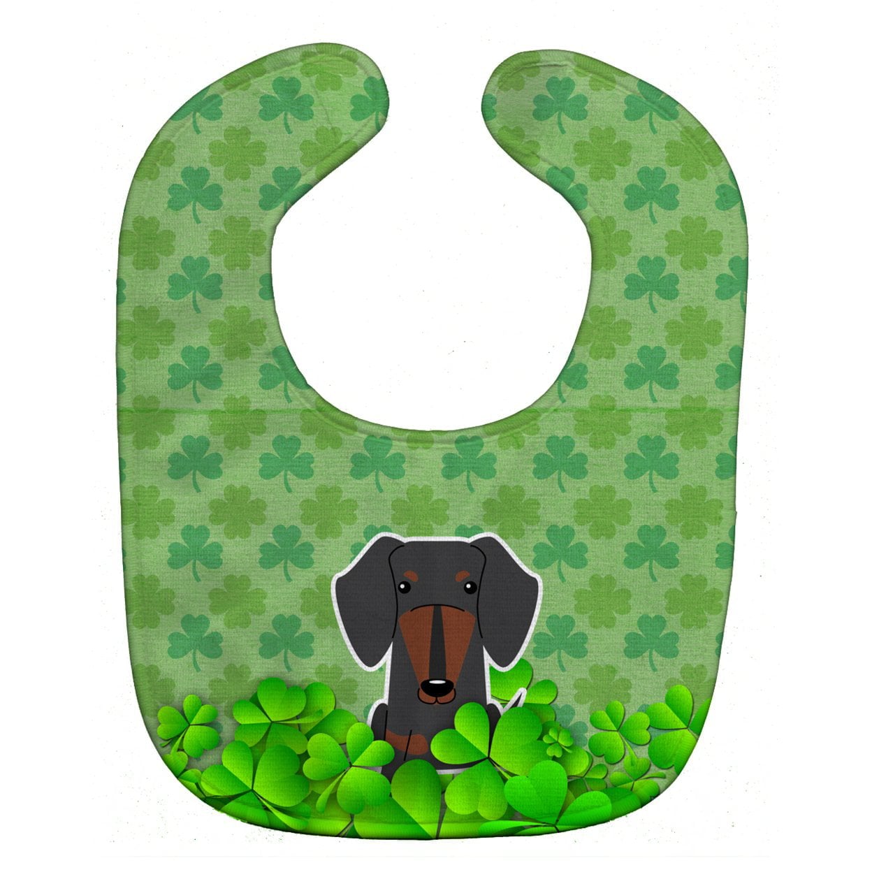 Dachshund Black Tan Shamrocks Baby Bib