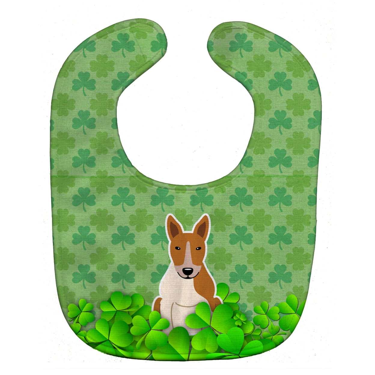 BB6276BIB Bull Terrier Red White Shamrocks Baby Bib
