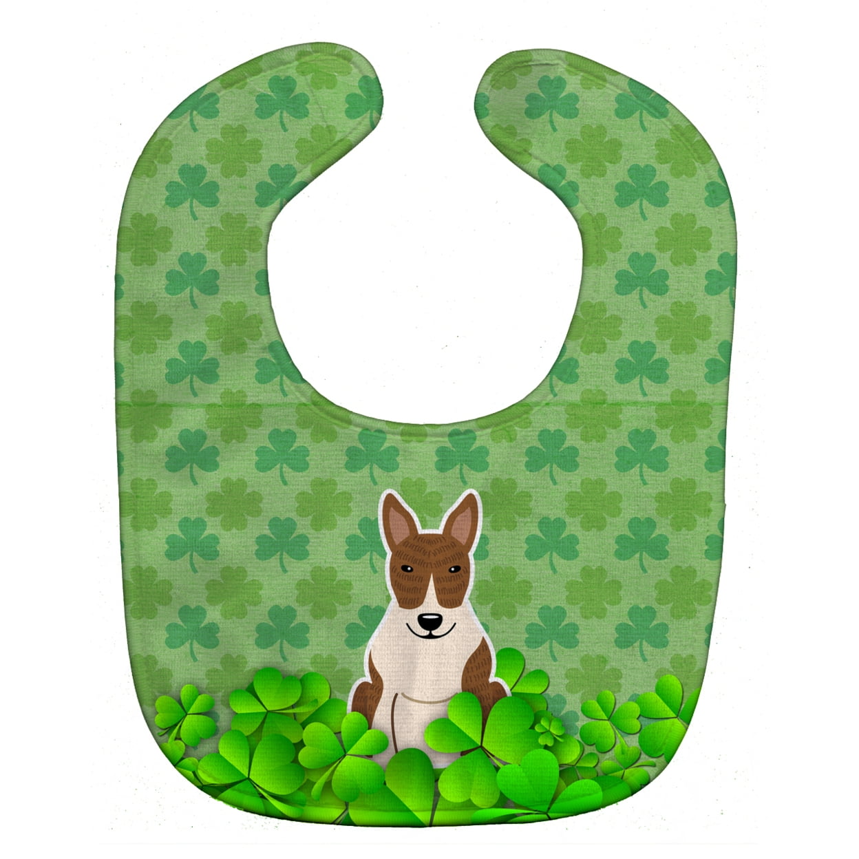Bull Terrier Brindle Shamrocks Baby Bib