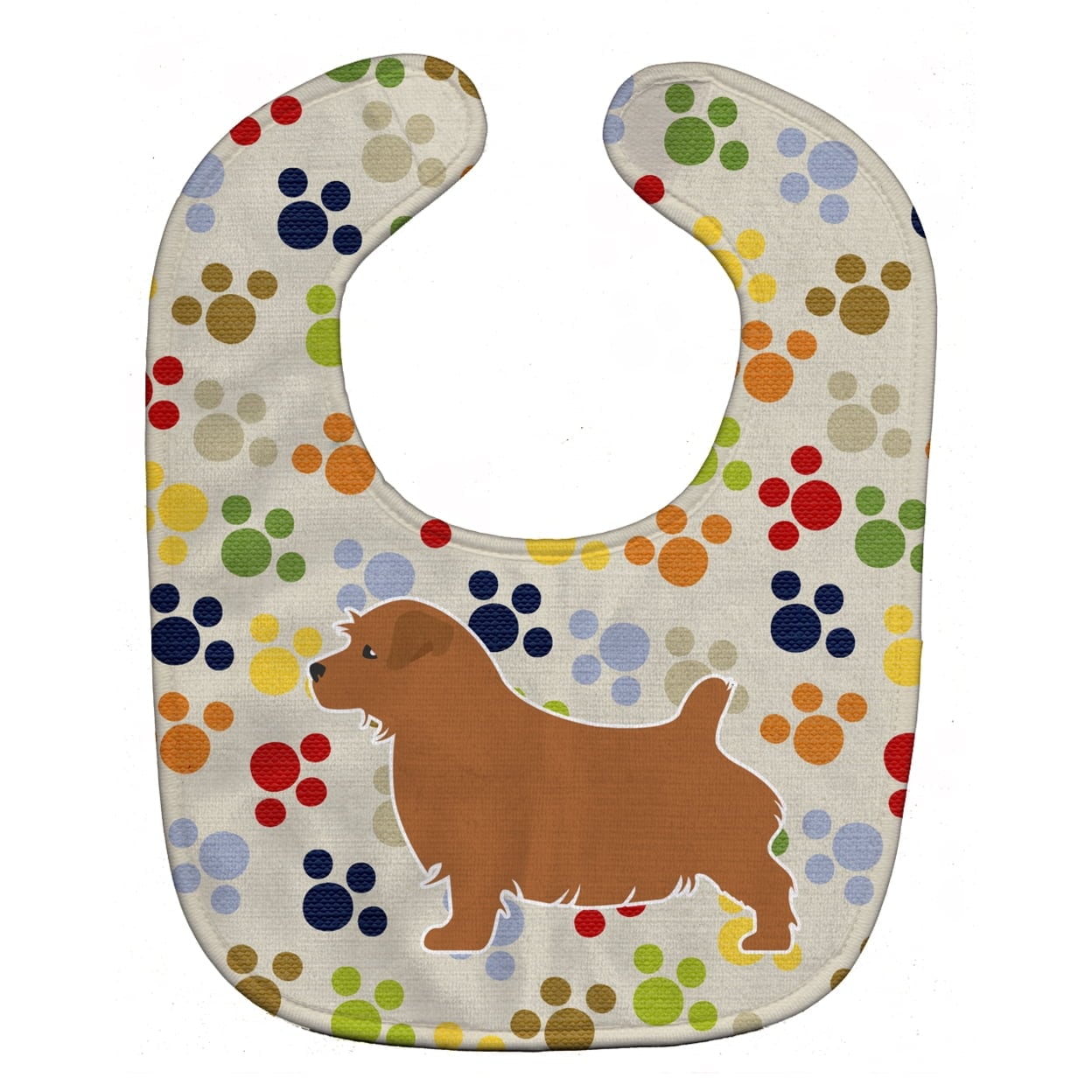Norfolk Terrier Pawprints Baby Bib