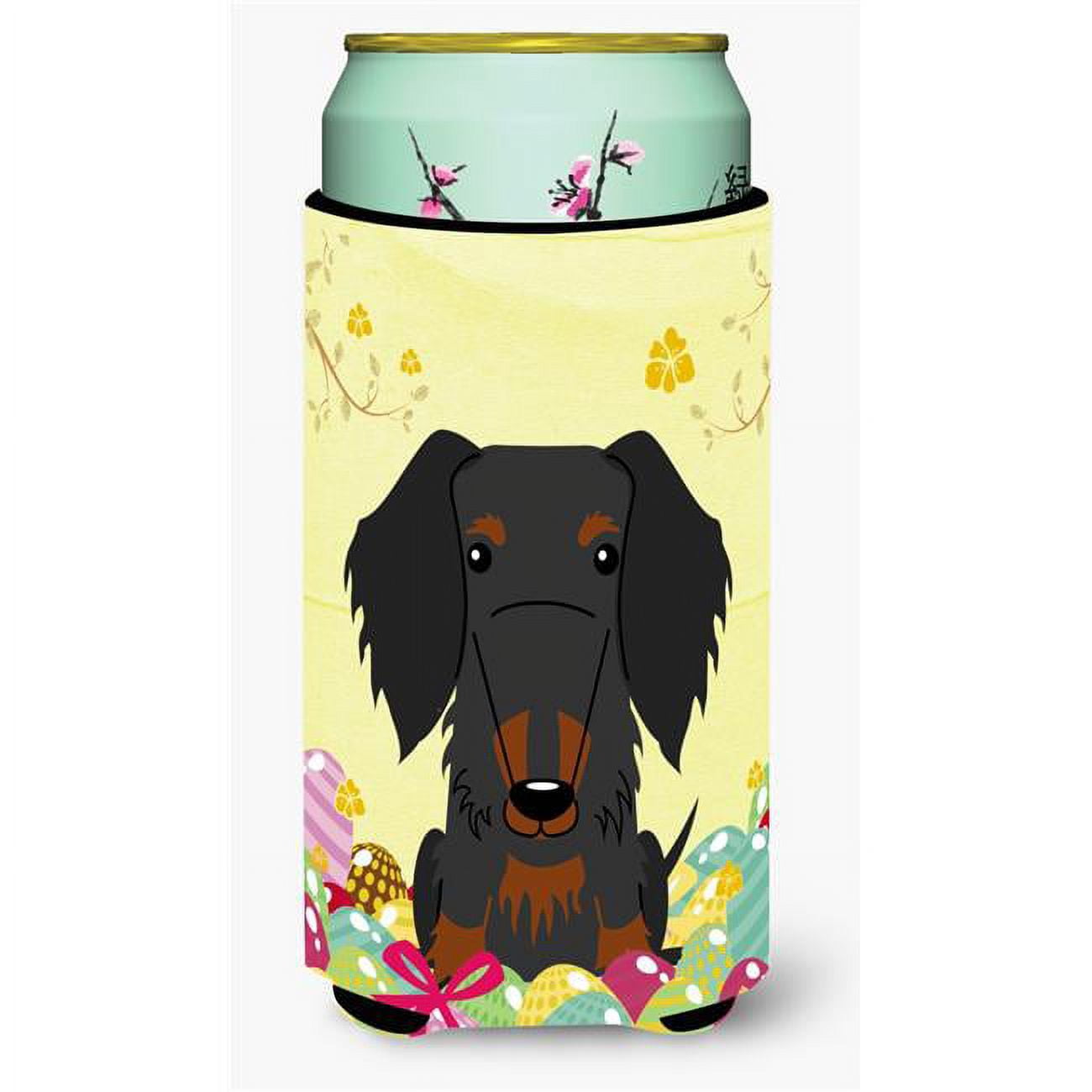 Easter Eggs Wire Haired Dachshund Black Tan Tall Boy Beverage Insulator Hugger