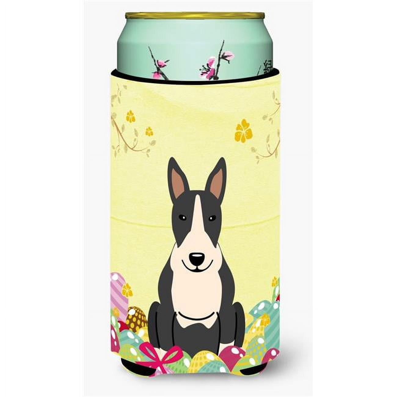 Easter Eggs Bull Terrier Black White Tall Boy Beverage Insulator Hugger