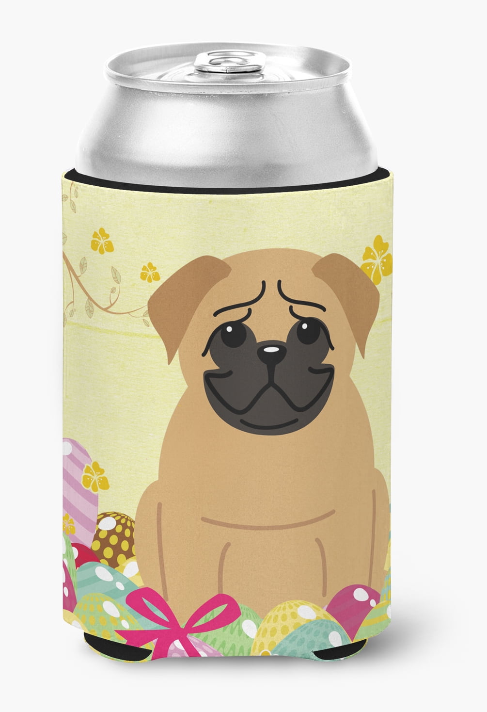 BB6007CC Easter Eggs Pug Brown Can or Bottle Hugger