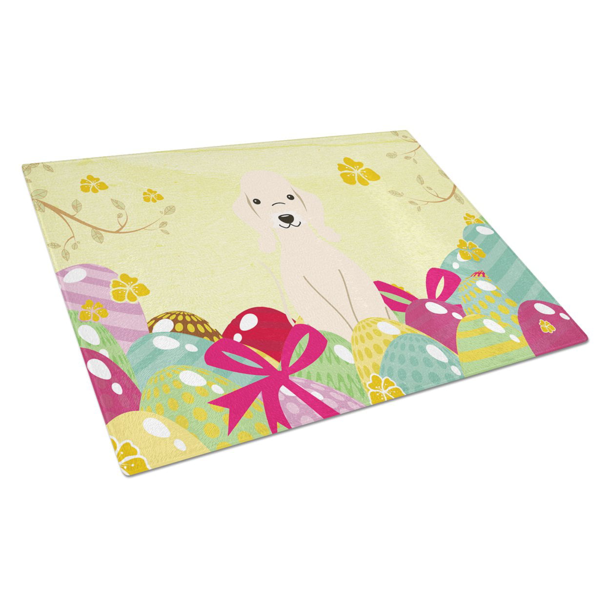 BB6091LCB Easter Eggs Bedlington Terrier Sandy Glass Cutting Board - Large