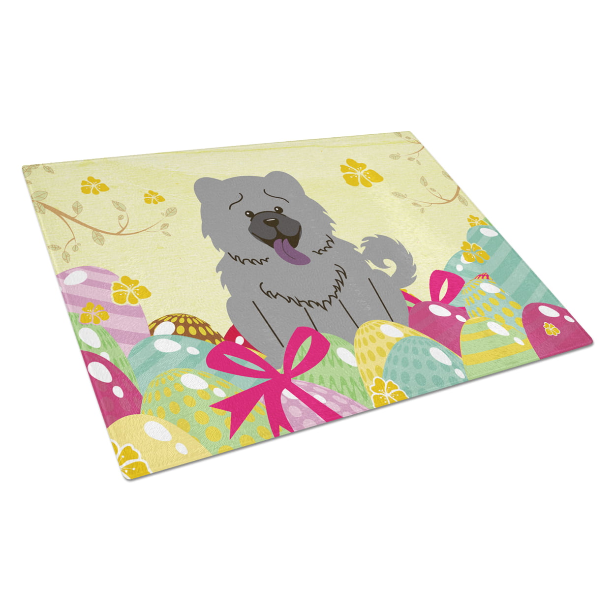 Easter Eggs Chow Chow Blue Glass Cutting Board - Large