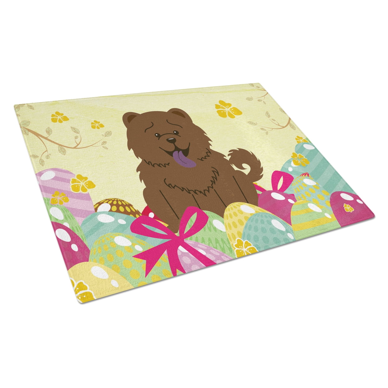 Easter Eggs Chow Chow Chocolate Glass Cutting Board - Large