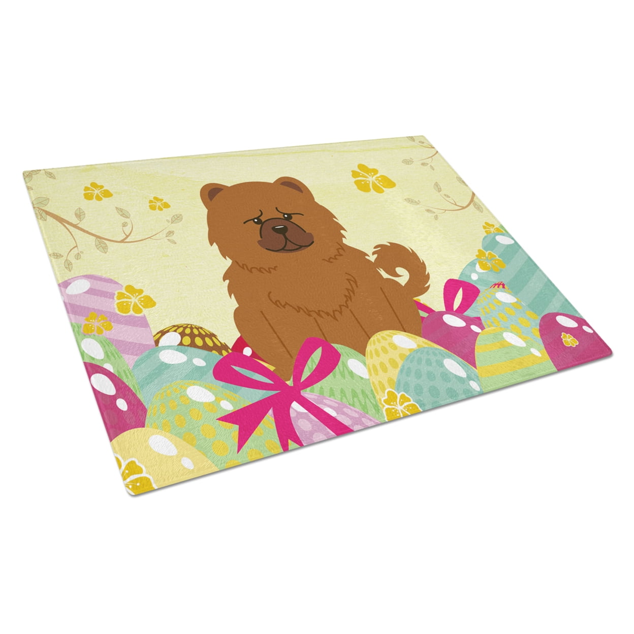 Easter Eggs Chow Chow Red Glass Cutting Board - Large