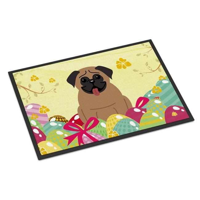 BB6005MAT 18 x 27 in. Easter Eggs Pug Brown Indoor or Outdoor Mat