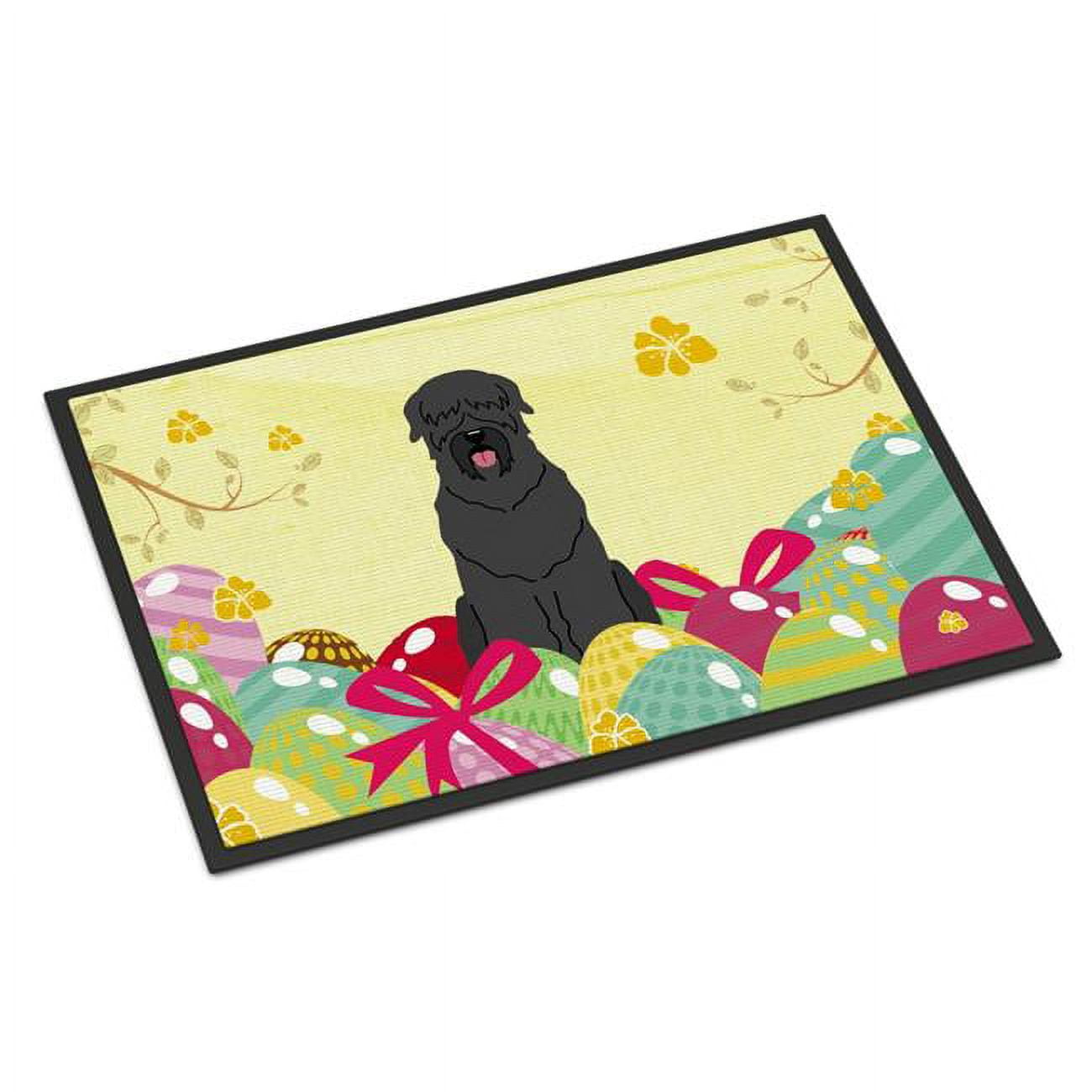 18 x 27 in. Easter Eggs Black Russian Terrier Indoor or Outdoor Mat
