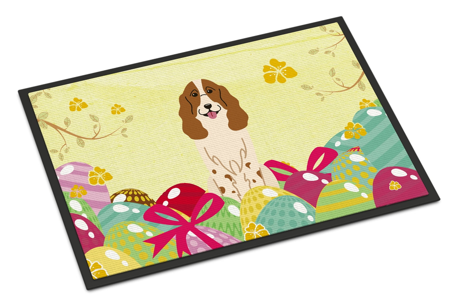 BB6031MAT 18 x 27 in. Easter Eggs Russian Spaniel Indoor or Outdoor Mat