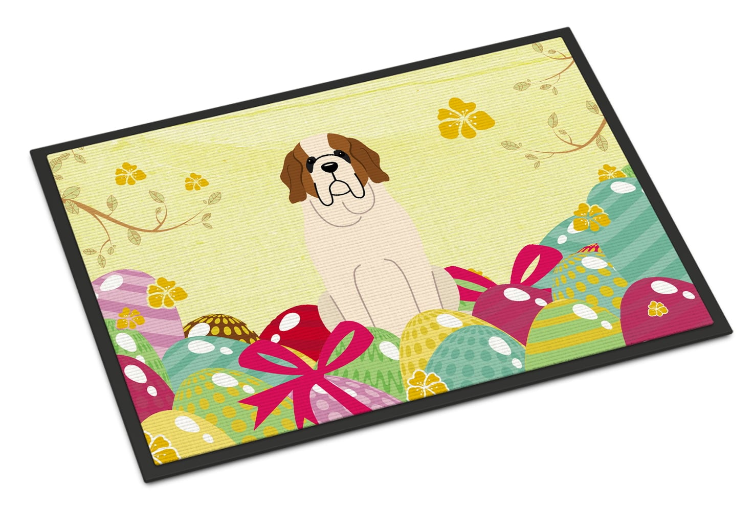 18 x 27 in. Easter Eggs Saint Bernard Indoor or Outdoor Mat
