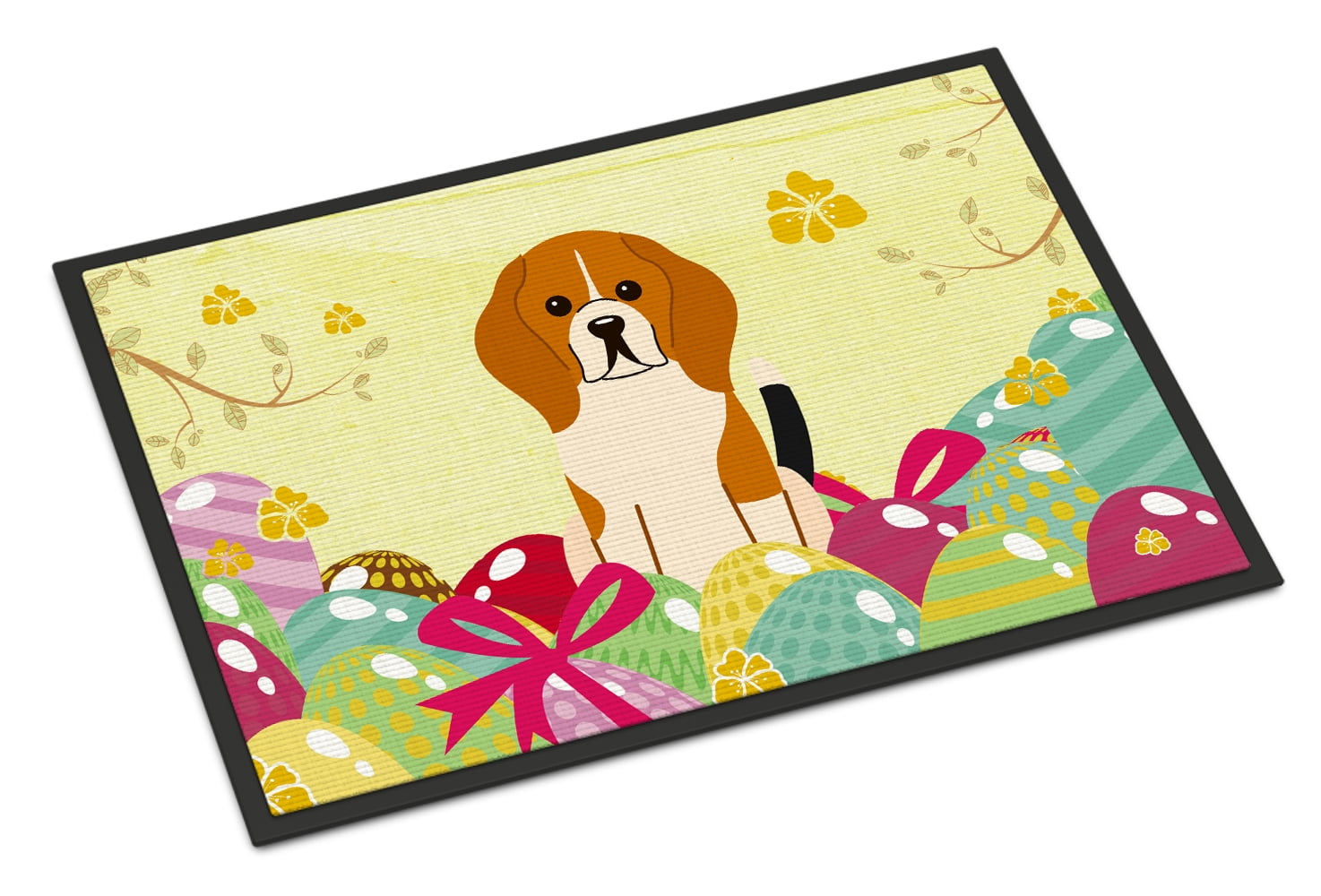 18 x 27 in. Easter Eggs Beagle Tricolor Indoor or Outdoor Mat