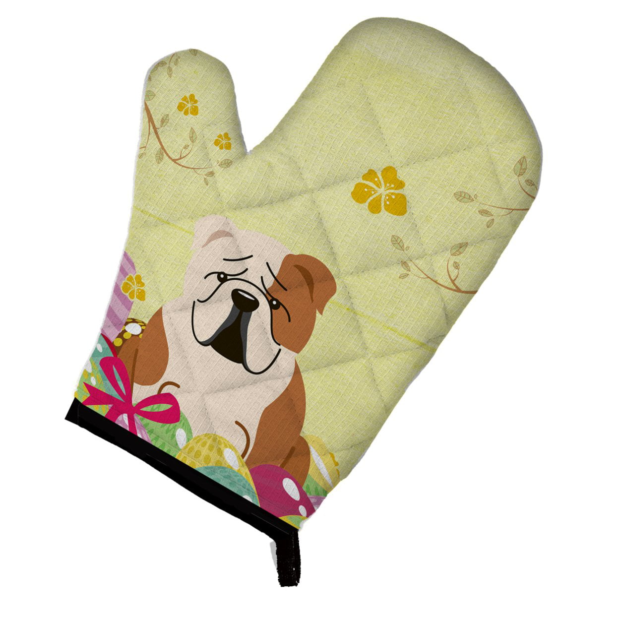 Easter Eggs English Bulldog Fawn White Oven Mitt