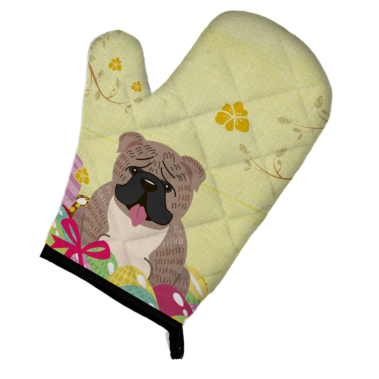 Easter Eggs English Bulldog Grey Brindle Oven Mitt