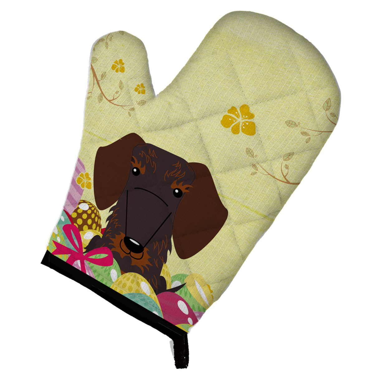 BB6129OVMT Easter Eggs Wire Haired Dachshund Chocolate Oven Mitt
