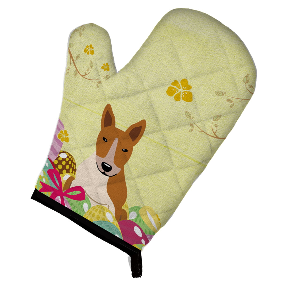 BB6135OVMT Easter Eggs Bull Terrier Red & White Oven Mitt