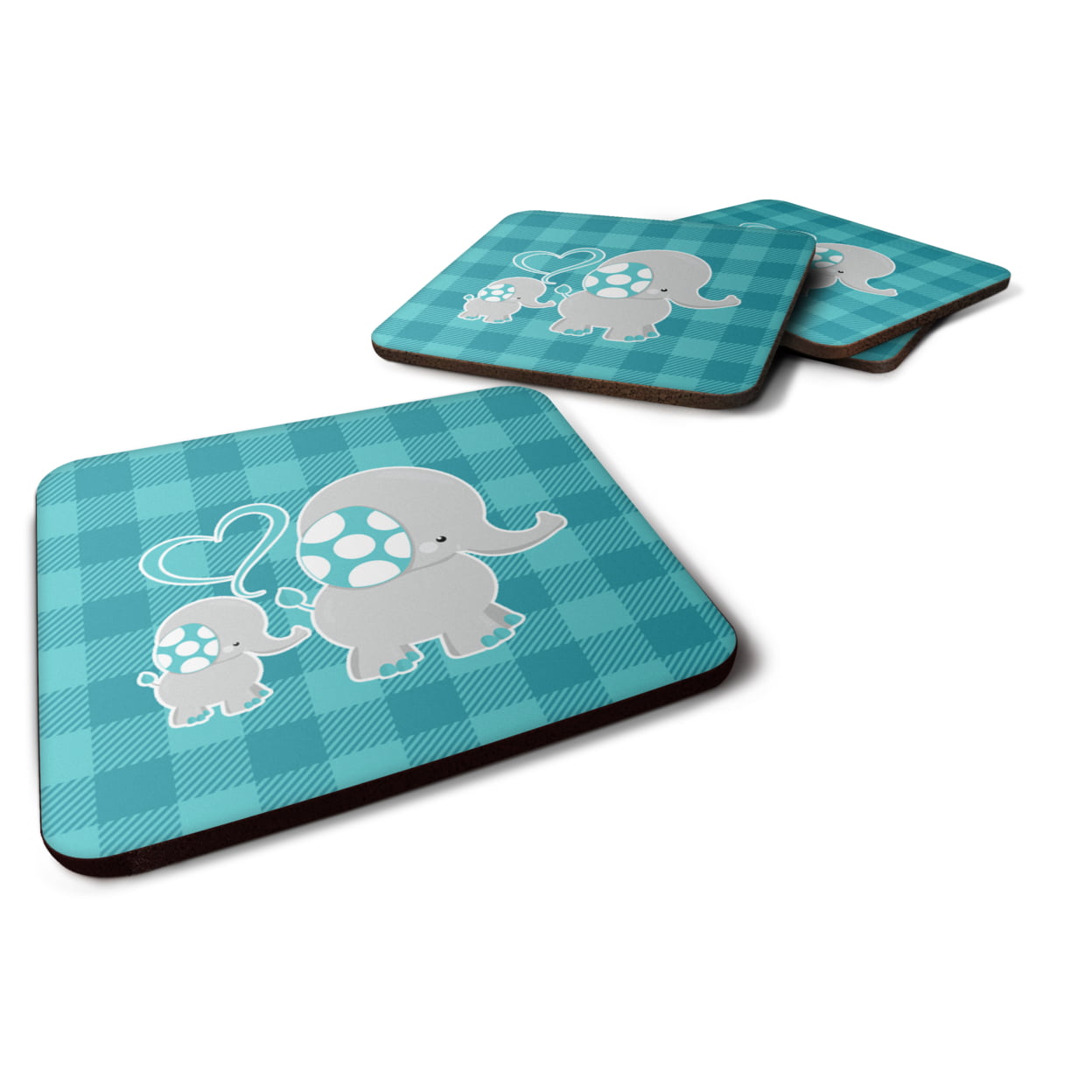 BB6834FC Mommy & Baby Elephant Foam Coasters - Set of 4