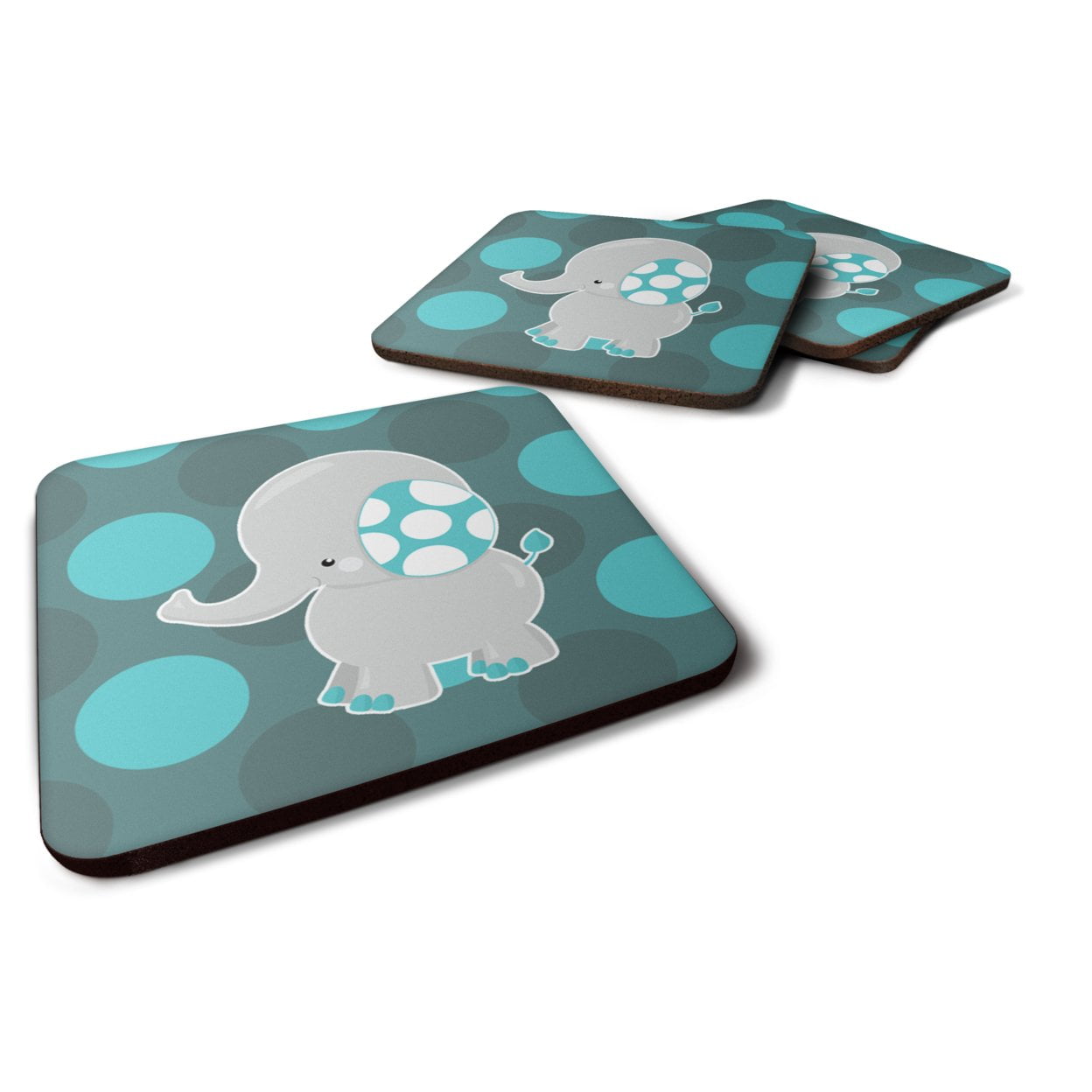 BB6837FC Polkadot Grey Elephant Foam Coasters - Set of 4