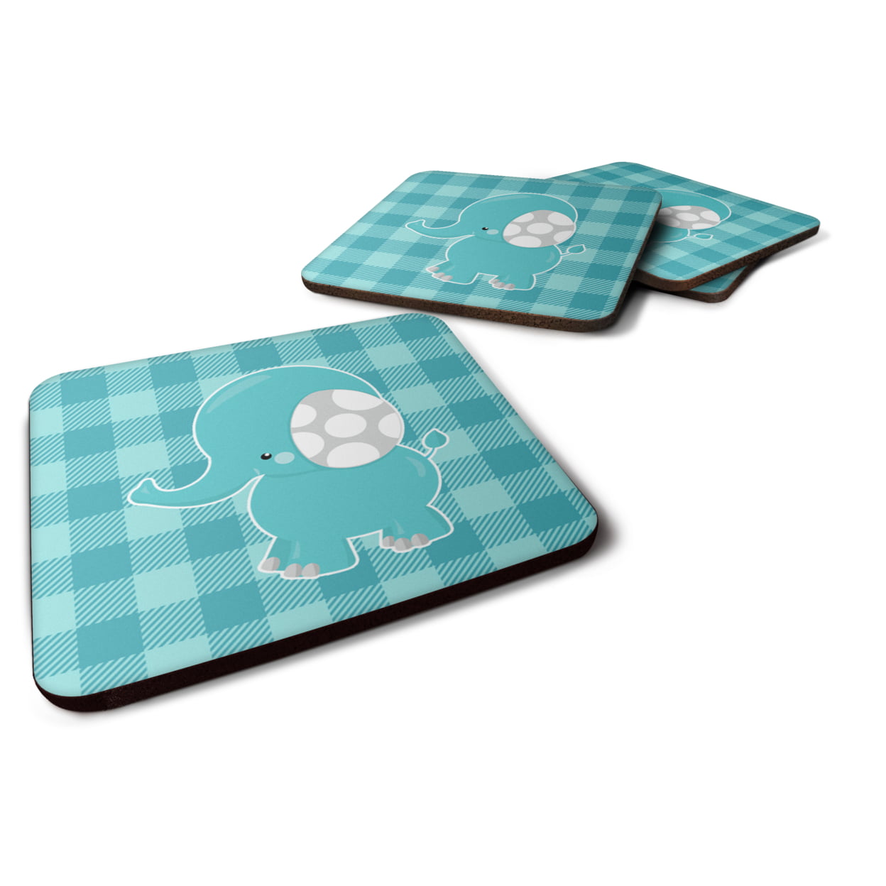 BB6841FC Striped Elephant Foam Coasters - Set of 4